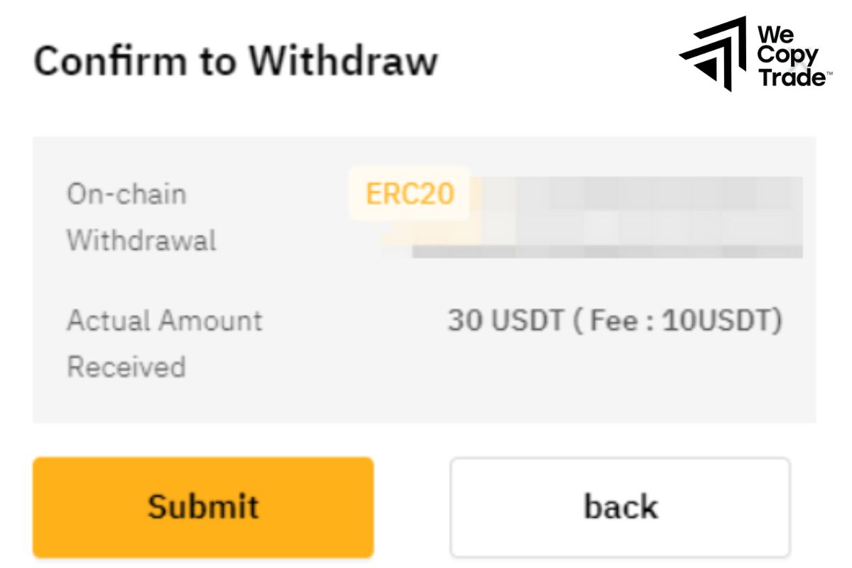 Confirm the withdrawal