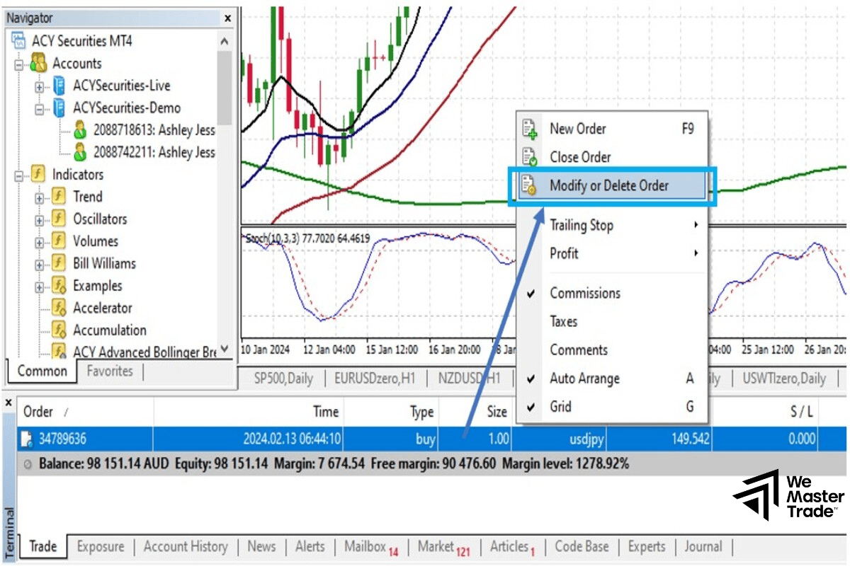 Cách sửa lệnh (Modify) và Đóng lệnh (Close)